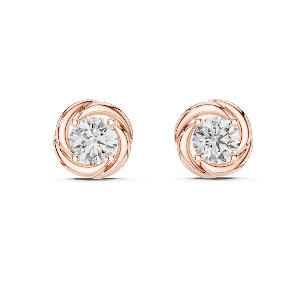 ORYNIO Spiral Swirl Solitaire Stud Earrings in 925 Sterling Silver