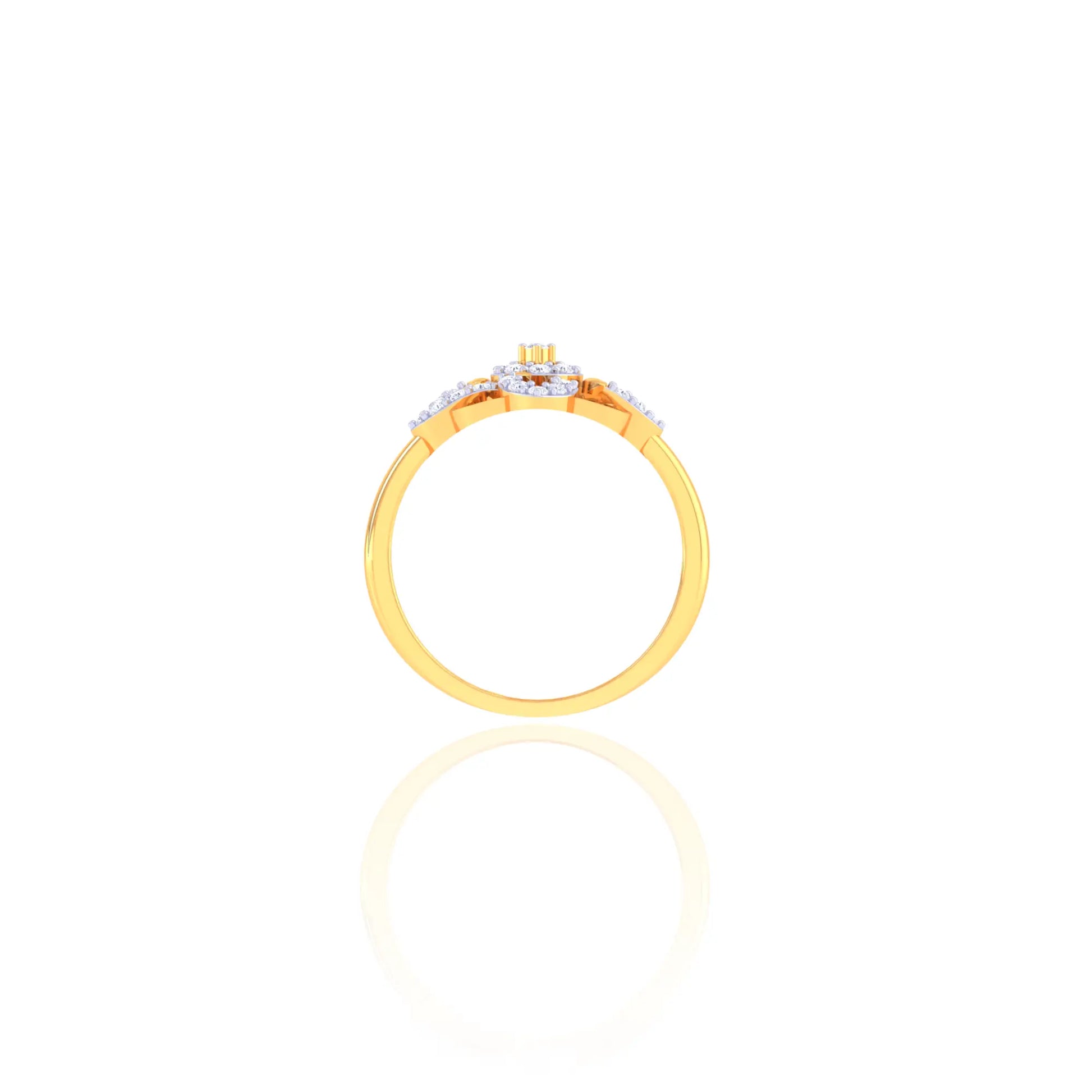 Sterling Silver Floral Design Ring with CZ Stones