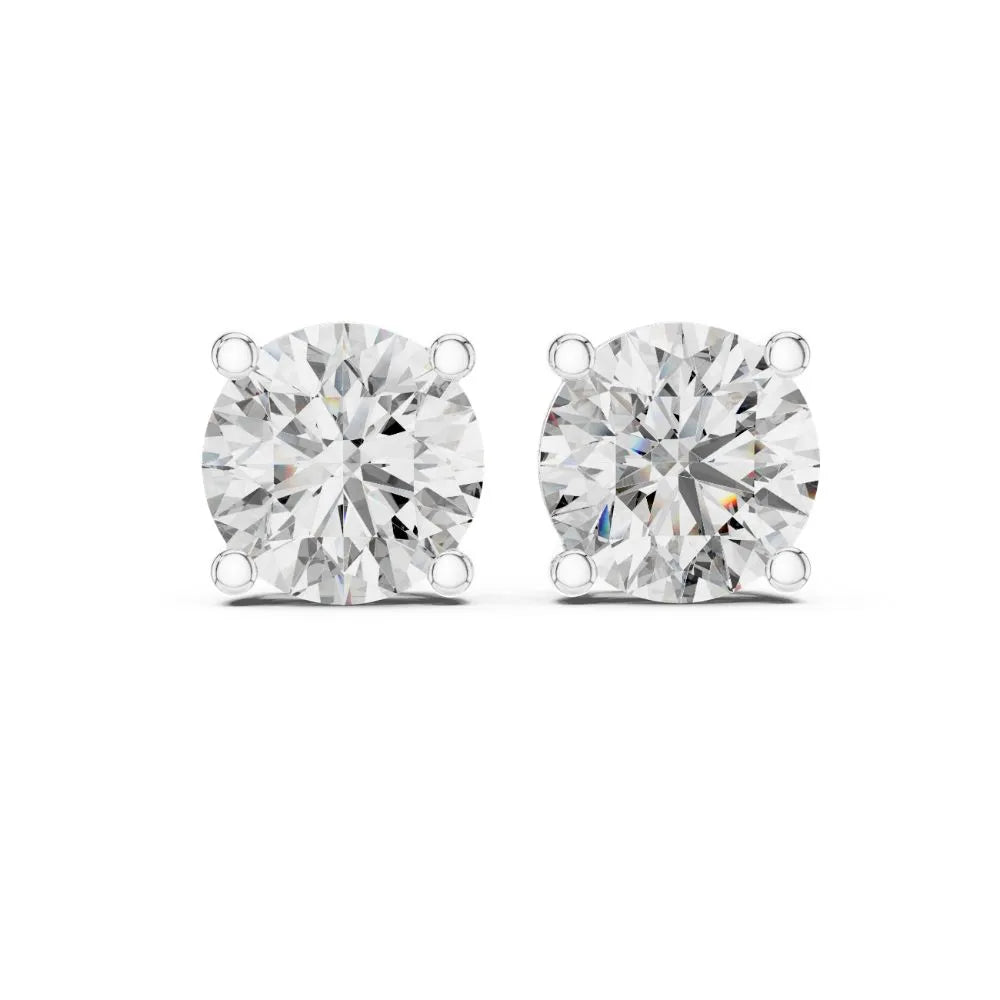ORYNIO Double Gallery Round Solitaire Stud Earrings in 925 Sterling Silver