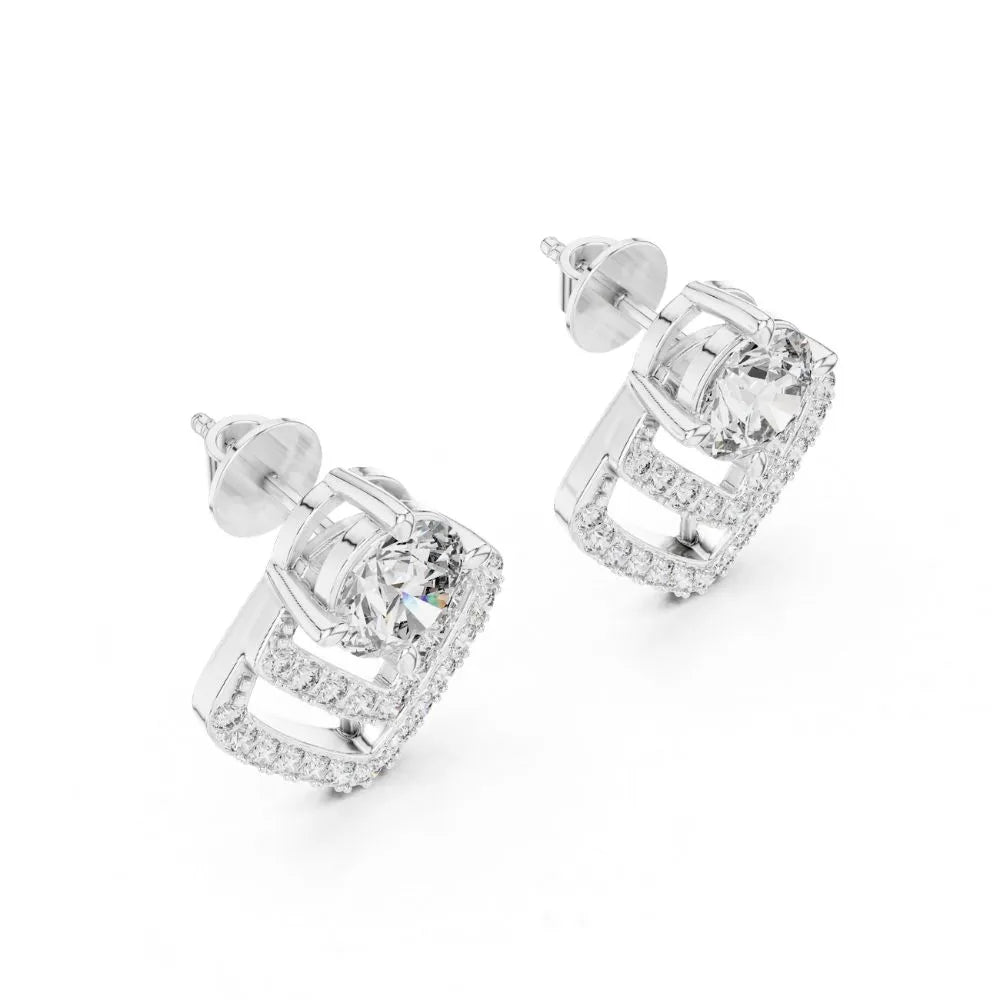 ORYNIO Celestia Luxe Halo Drop Earrings in 925 Sterling Silver