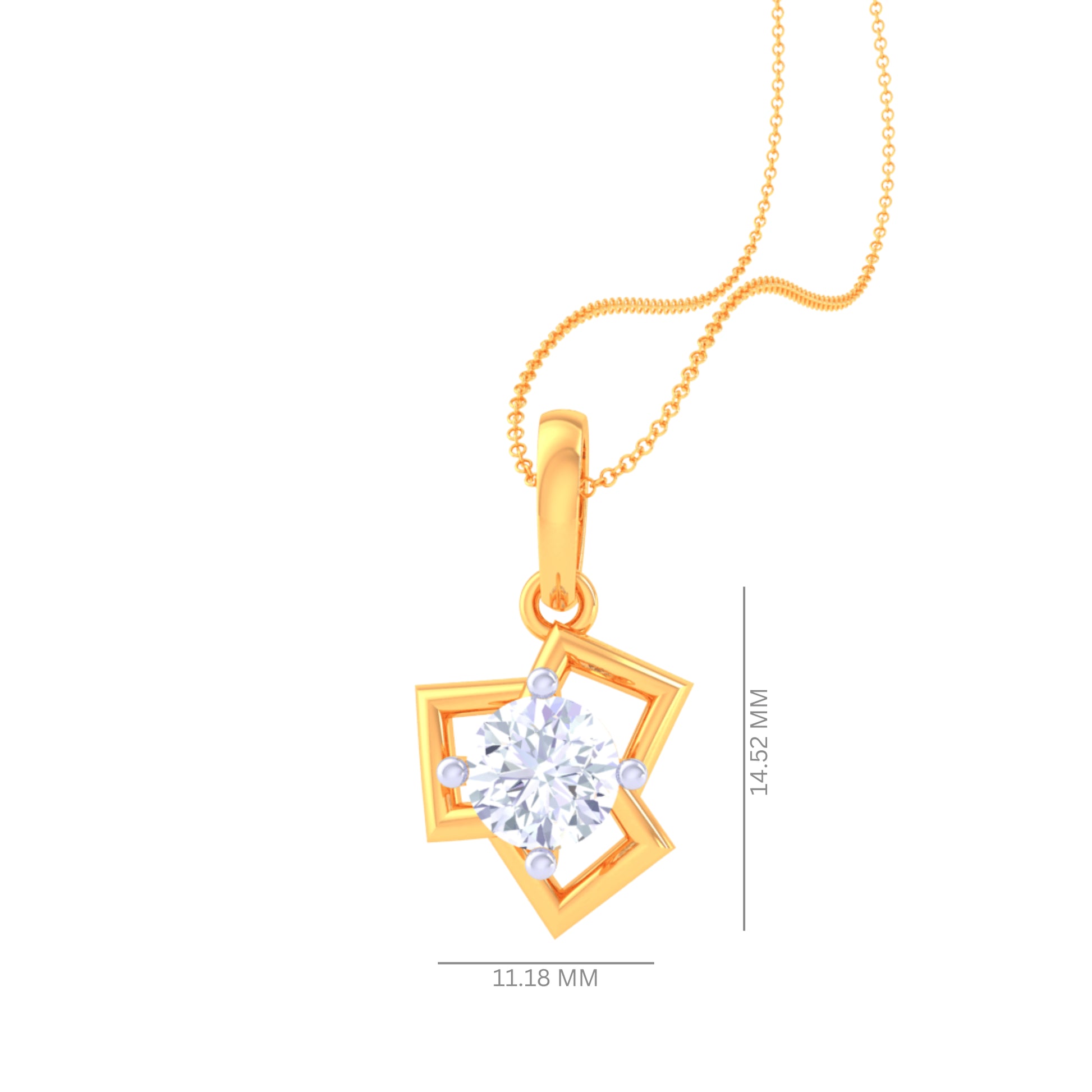 925 Silver Square Design Women's Chain & Pendant