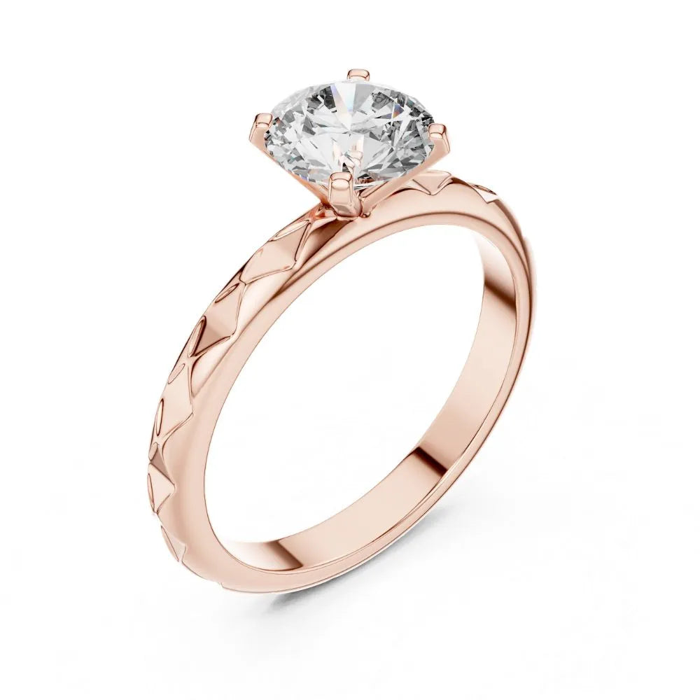 Textured Solitaire Ring in 925 Sterling Silver | ORYNIO