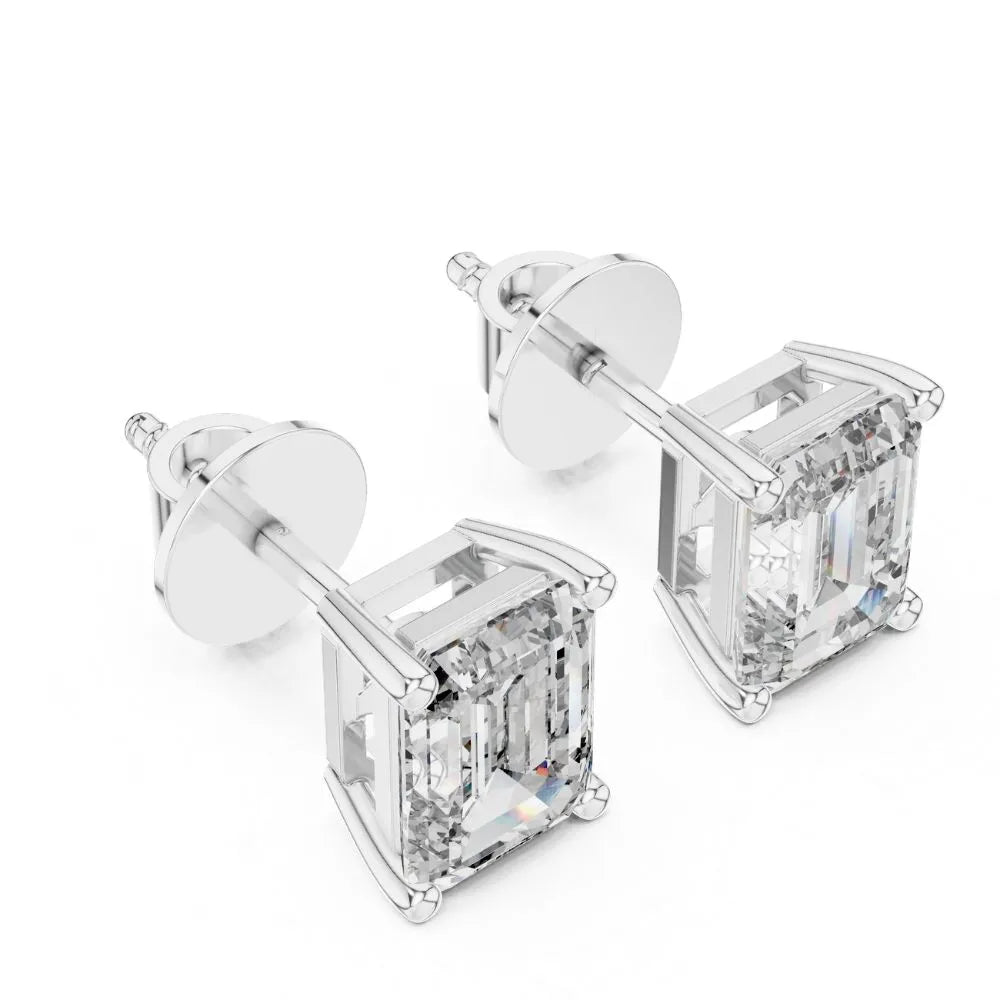 ORYNIO Emerald Cut Solitaire Stud Earrings in 925 Sterling Silver