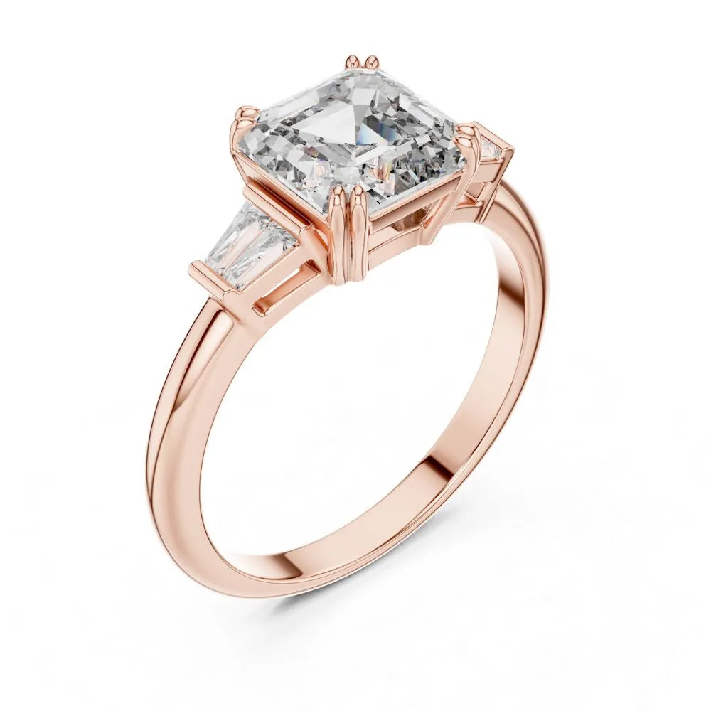 Orynio ORYNIO Prestige Asscher Three-Stone Engagement Ring in 925 Sterling Silver 92.5 silver jewellery