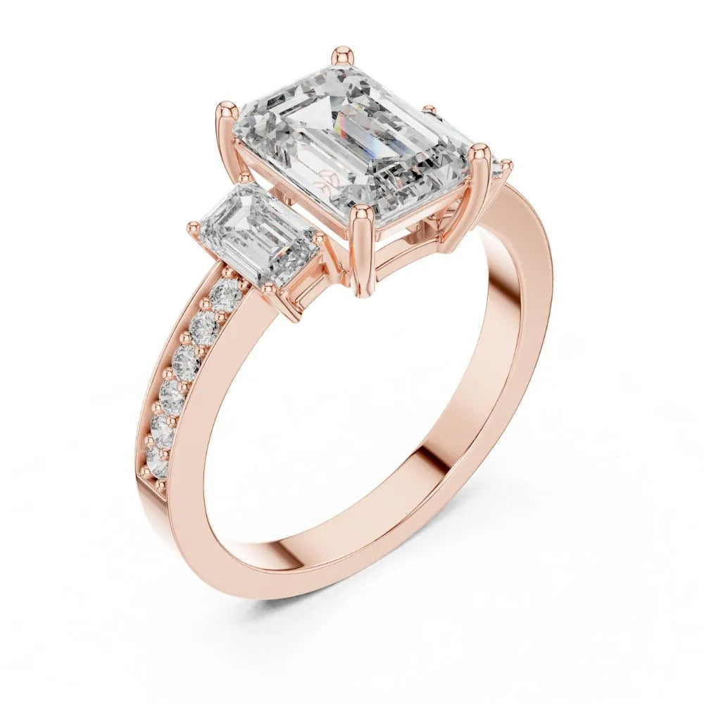Orynio ORYNIO Imperial Emerald Three Stone Engagement Ring in 925 Sterling Silver 92.5 silver jewellery