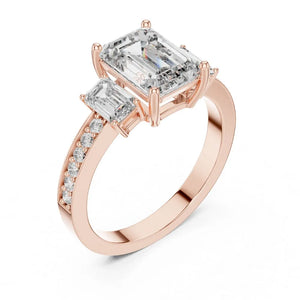 Orynio ORYNIO Imperial Emerald Three Stone Engagement Ring in 925 Sterling Silver 92.5 silver jewellery