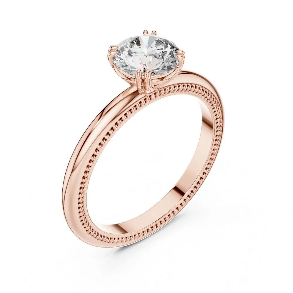 Milgrain Solitaire Ring in 925 Sterling Silver | ORYNIO