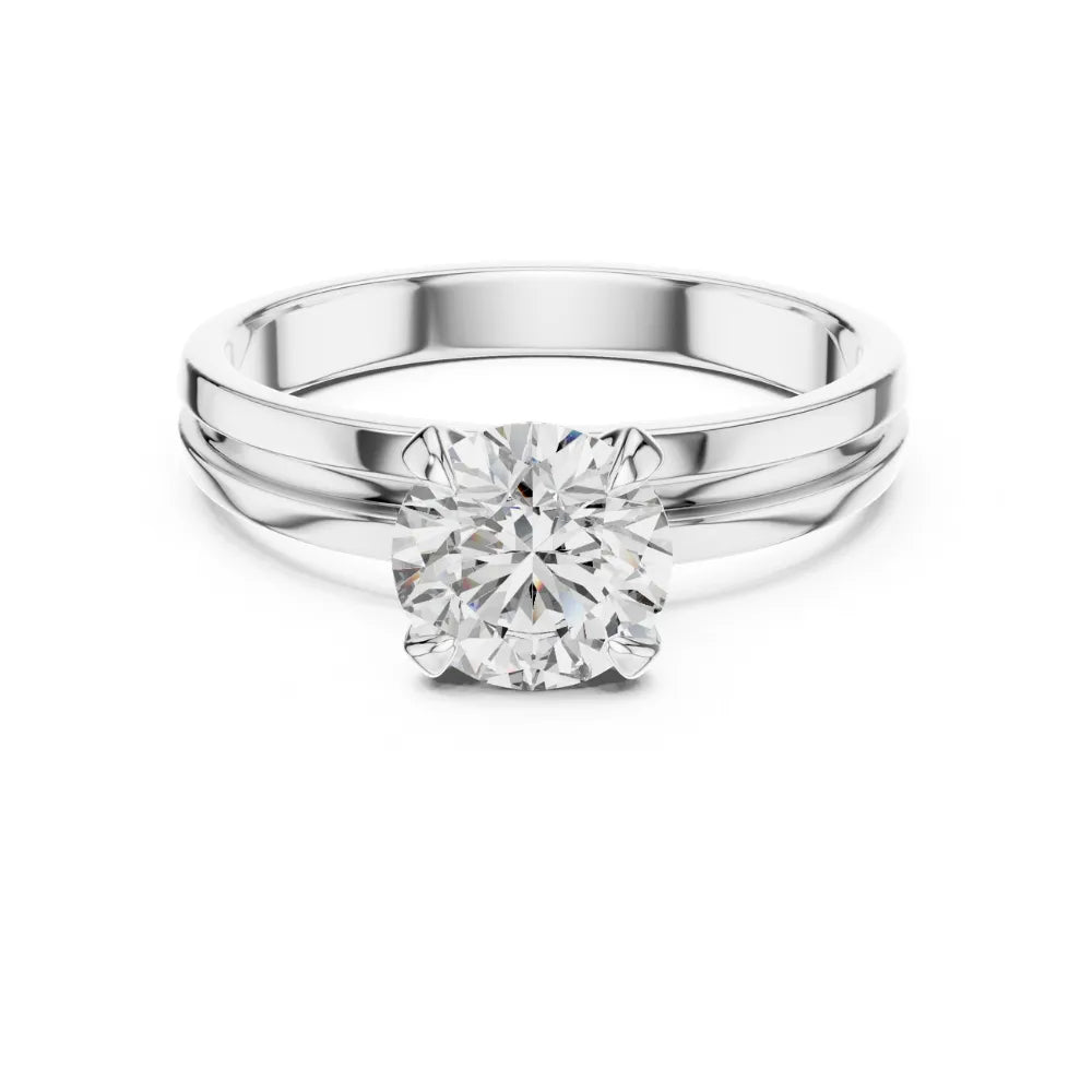 Elegant Grooved Solitaire Ring in 925 Sterling Silver | ORYNIO
