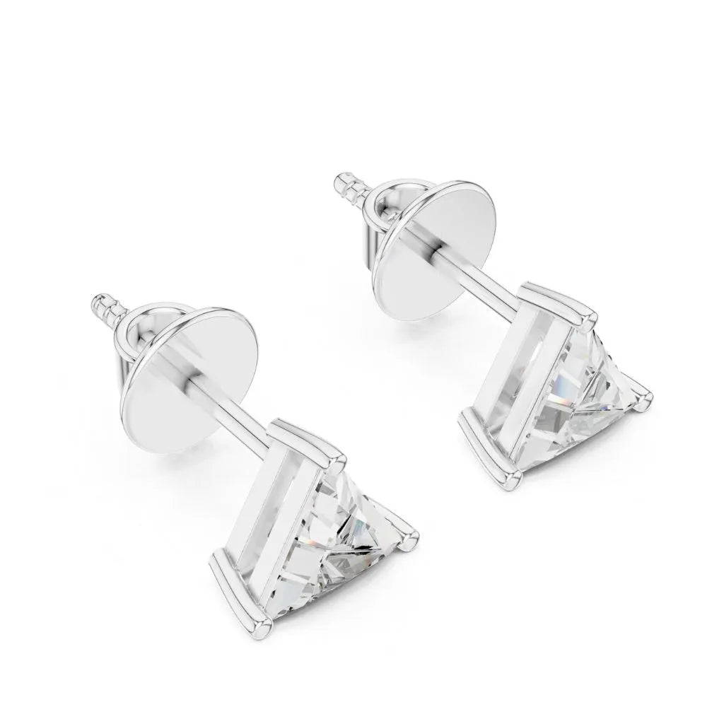 ORYNIO Trillion Cut Solitaire Stud Earrings in 925 Sterling Silver