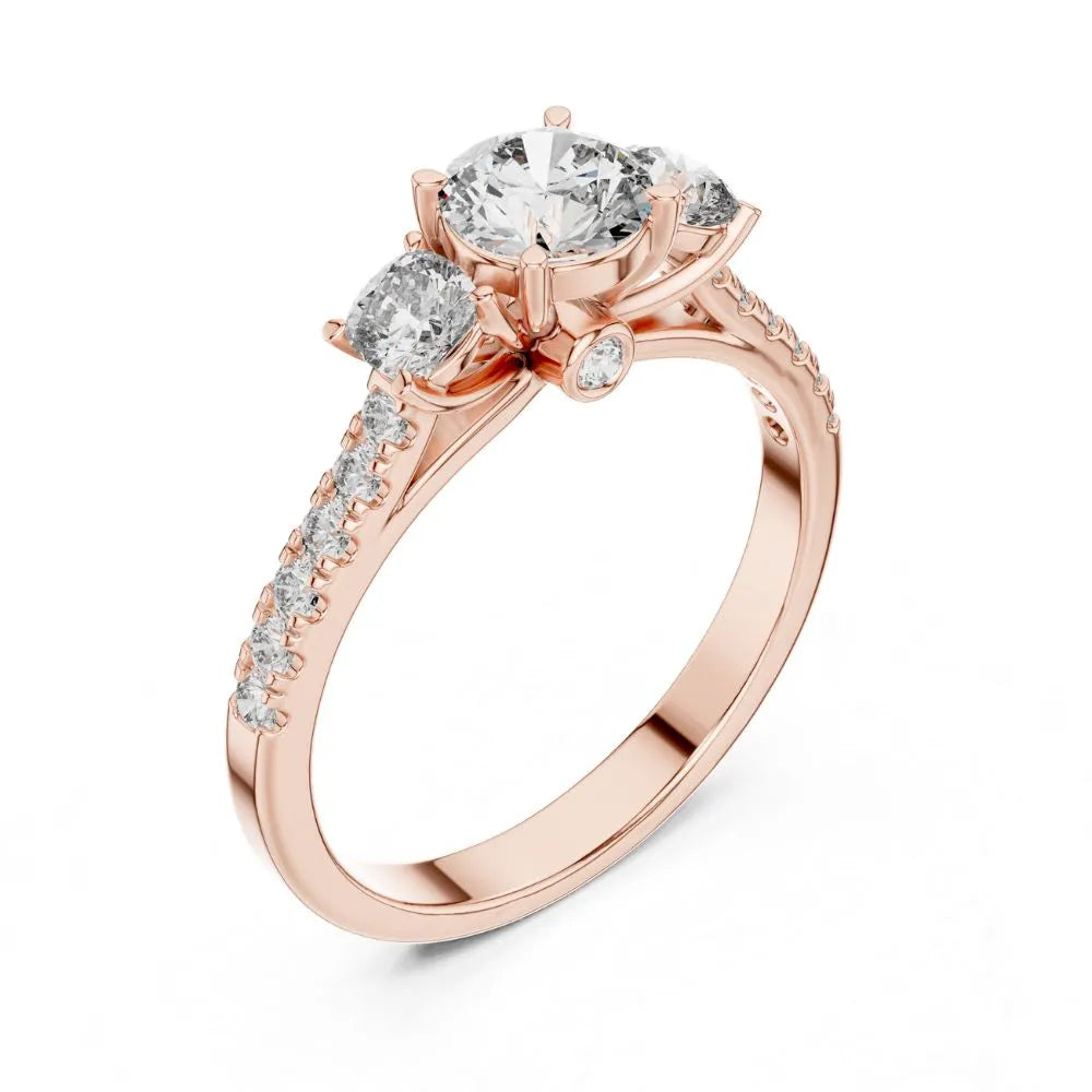 Orynio ORYNIO Radiance Three Stone Pavé Ring in 925 Sterling Silver 92.5 silver jewellery