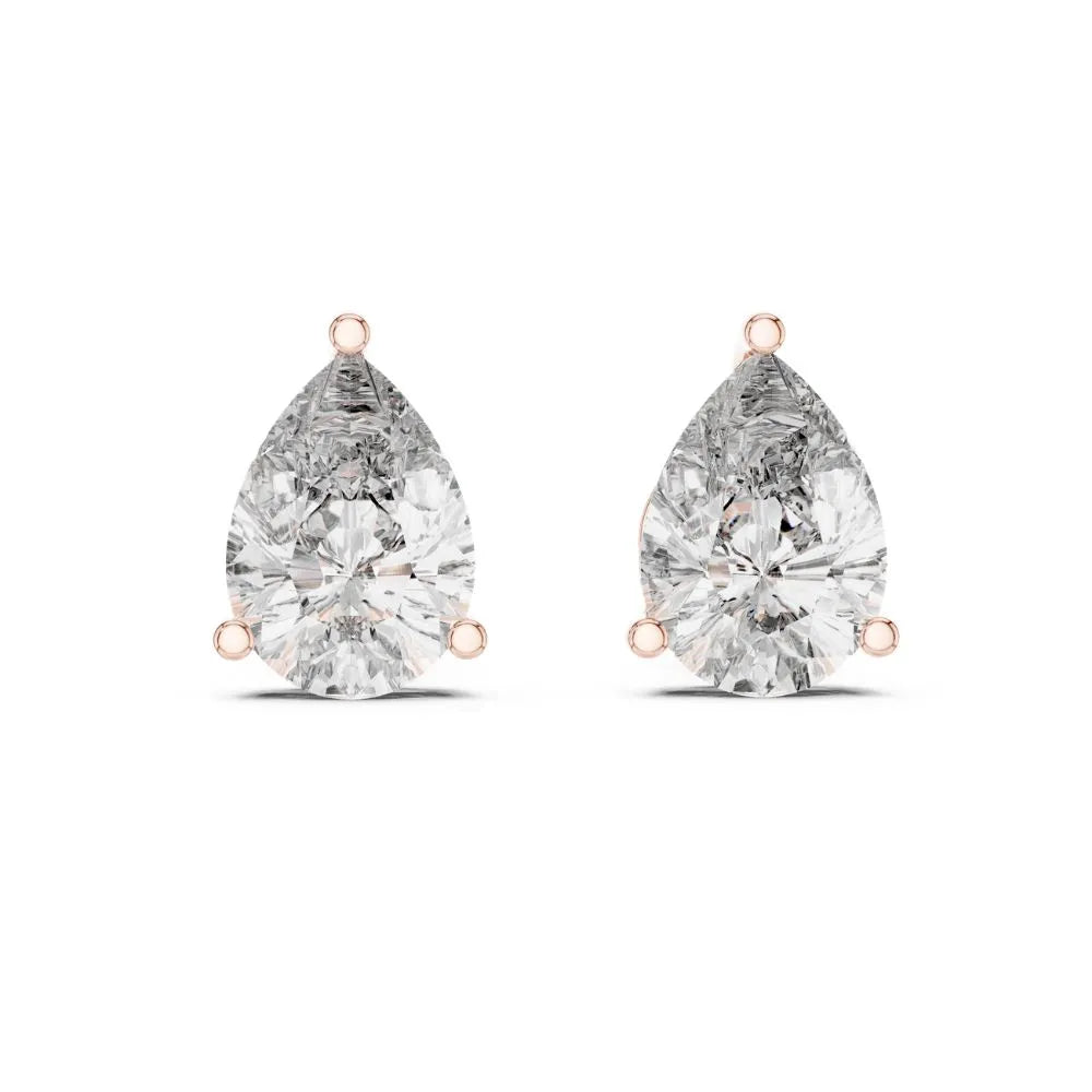 ORYNIO Pear Cut Solitaire Stud Earrings in 925 Sterling Silver