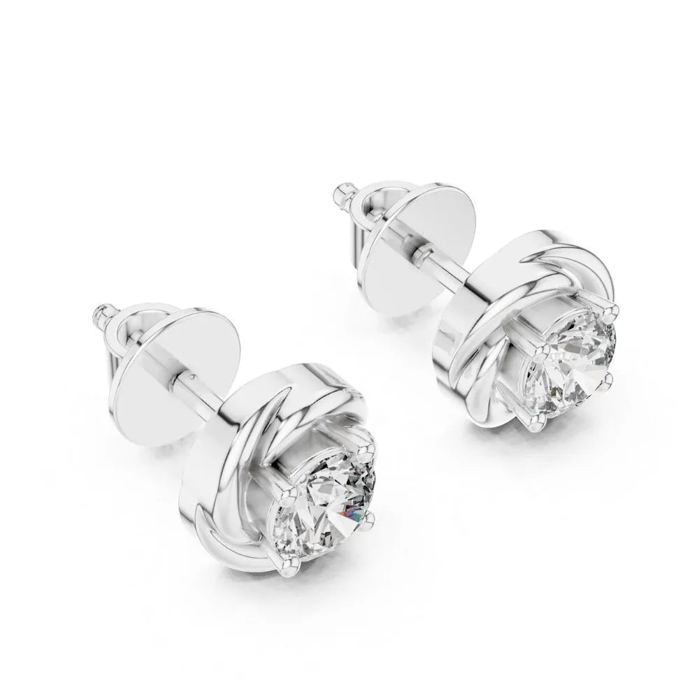ORYNIO Spiral Swirl Solitaire Stud Earrings in 925 Sterling Silver