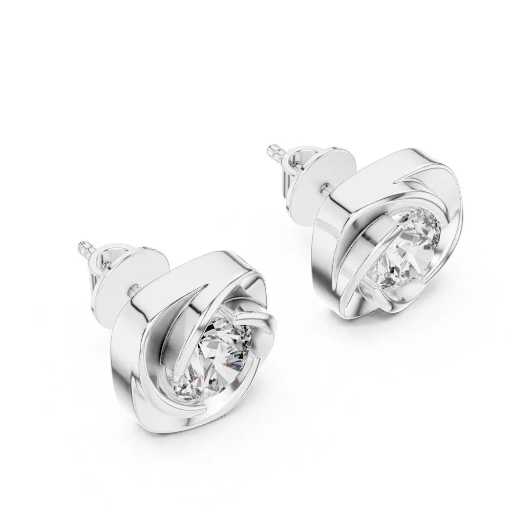 ORYNIO Cushion Swirl Solitaire Stud Earrings in 925 Sterling Silver