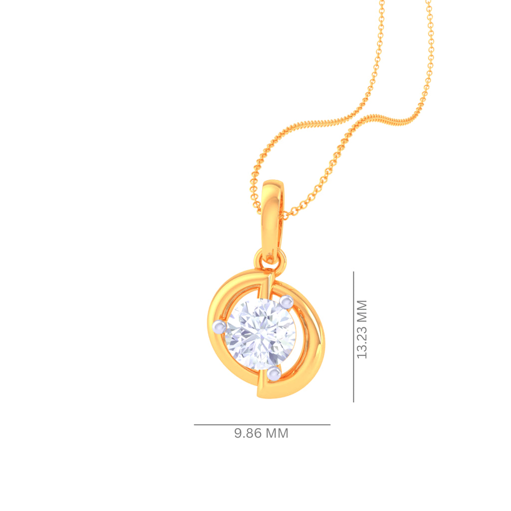 925 Silver Round Solitaire Pendant & Chain for Women