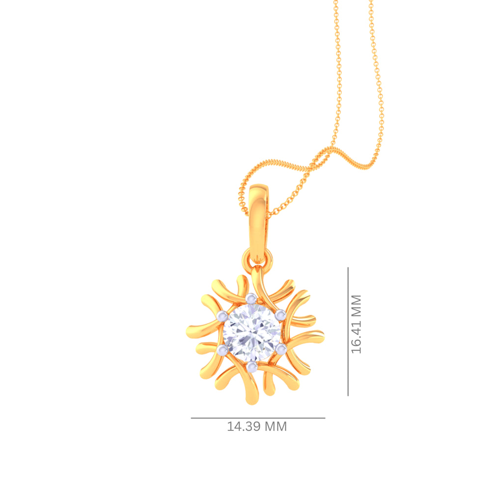 925 Silver Floral Solitaire Pendant & Chain for Women