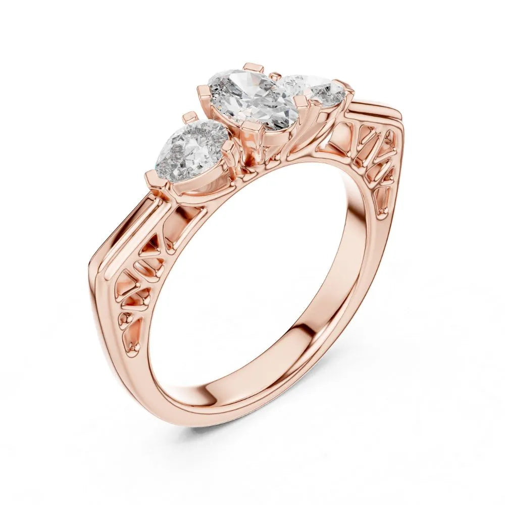 Orynio ORYNIO Elara Vintage Three Stone Ring in 925 Sterling Silver 92.5 silver jewellery