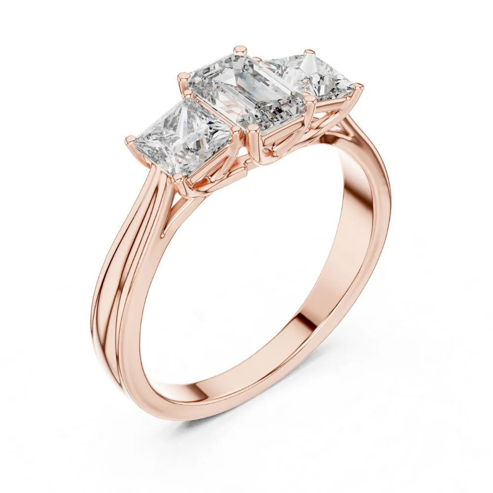 Orynio ORYNIO Imperial Emerald Three Stone Ring in 925 Sterling Silver 92.5 silver jewellery