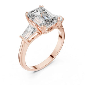 Orynio ORYNIO Regal Emerald Three-Stone Engagement Ring in 925 Sterling Silver 92.5 silver jewellery