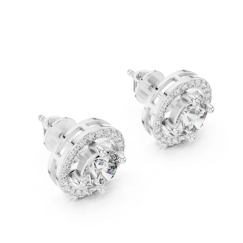 ORYNIO Aurelia Radiant Halo Stud Earrings in 925 Sterling Silver