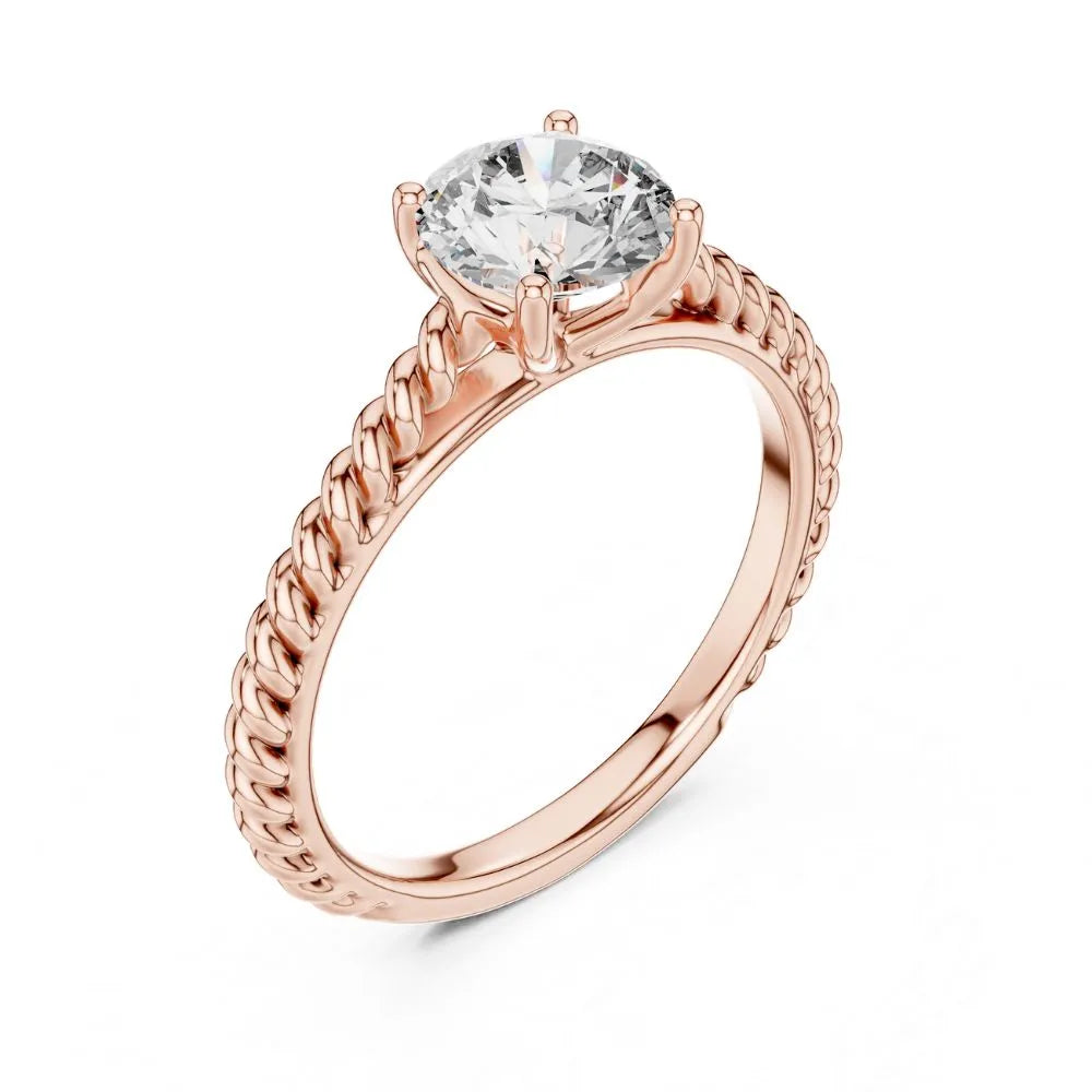 Vintage Rope Solitaire Ring in 925 Sterling Silver | ORYNIO