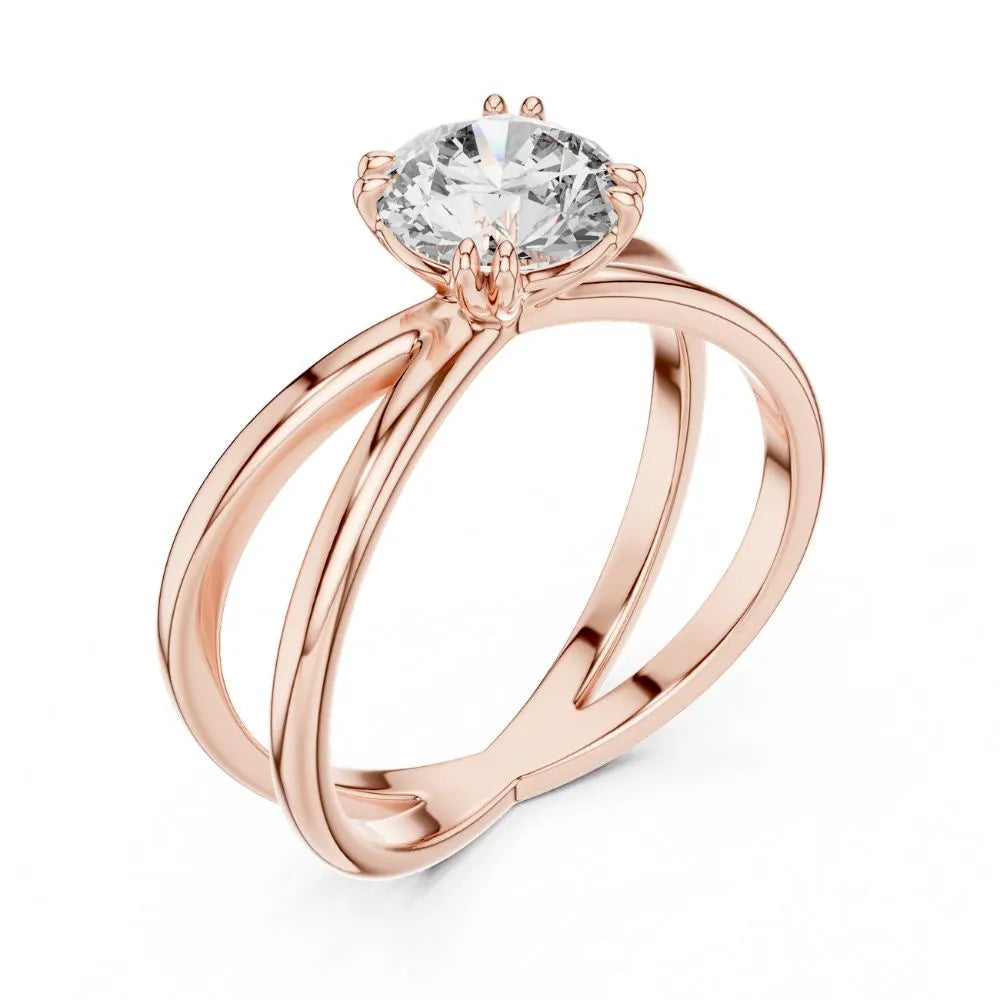 Criss Cross Solitaire Ring in 925 Sterling Silver | ORYNIO