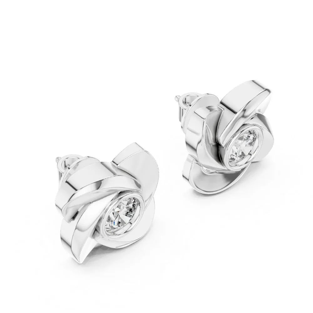 ORYNIO Sculptural Swirl Petal Stud Earrings in 925 Sterling Silver