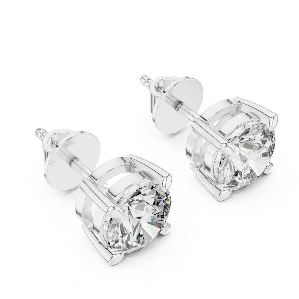 ORYNIO Classic Round Four-Prong Solitaire Stud Earrings in 925 Sterling Silver