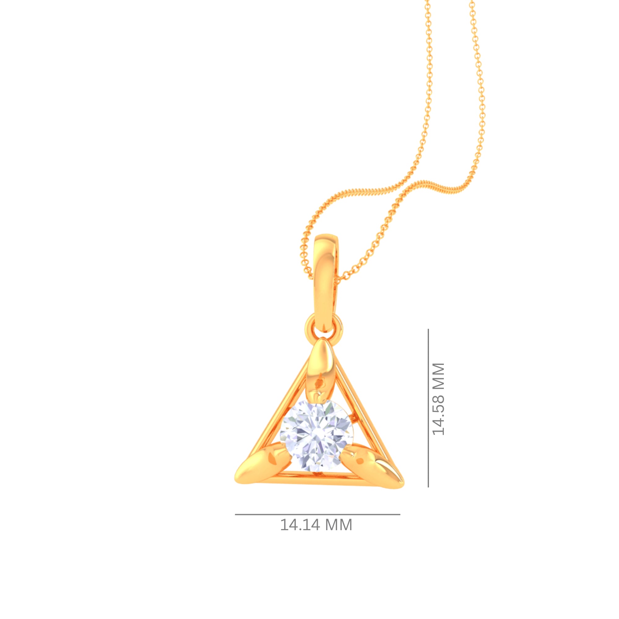 925 Silver Triangle Solitaire Pendant with Chain for Women