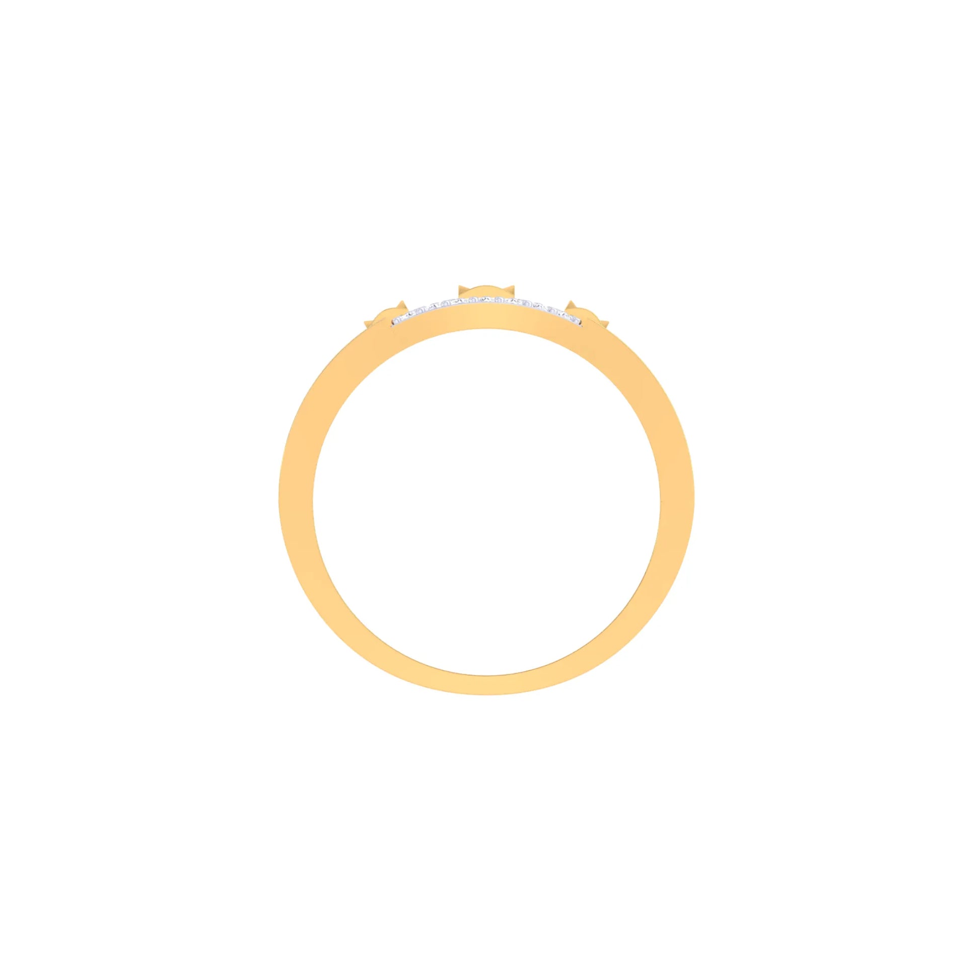 Gold ring with small stones on a white background