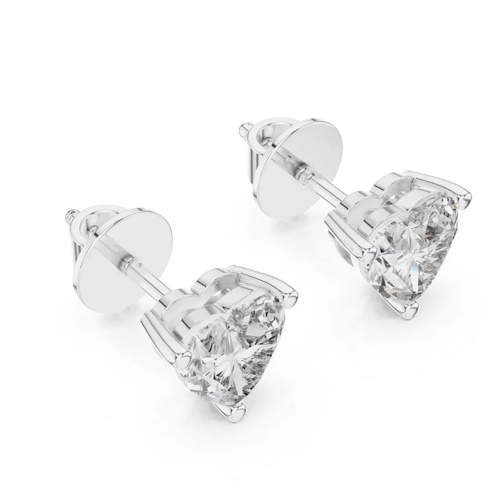 ORYNIO Heart Cut Solitaire Stud Earrings in 925 Sterling Silver