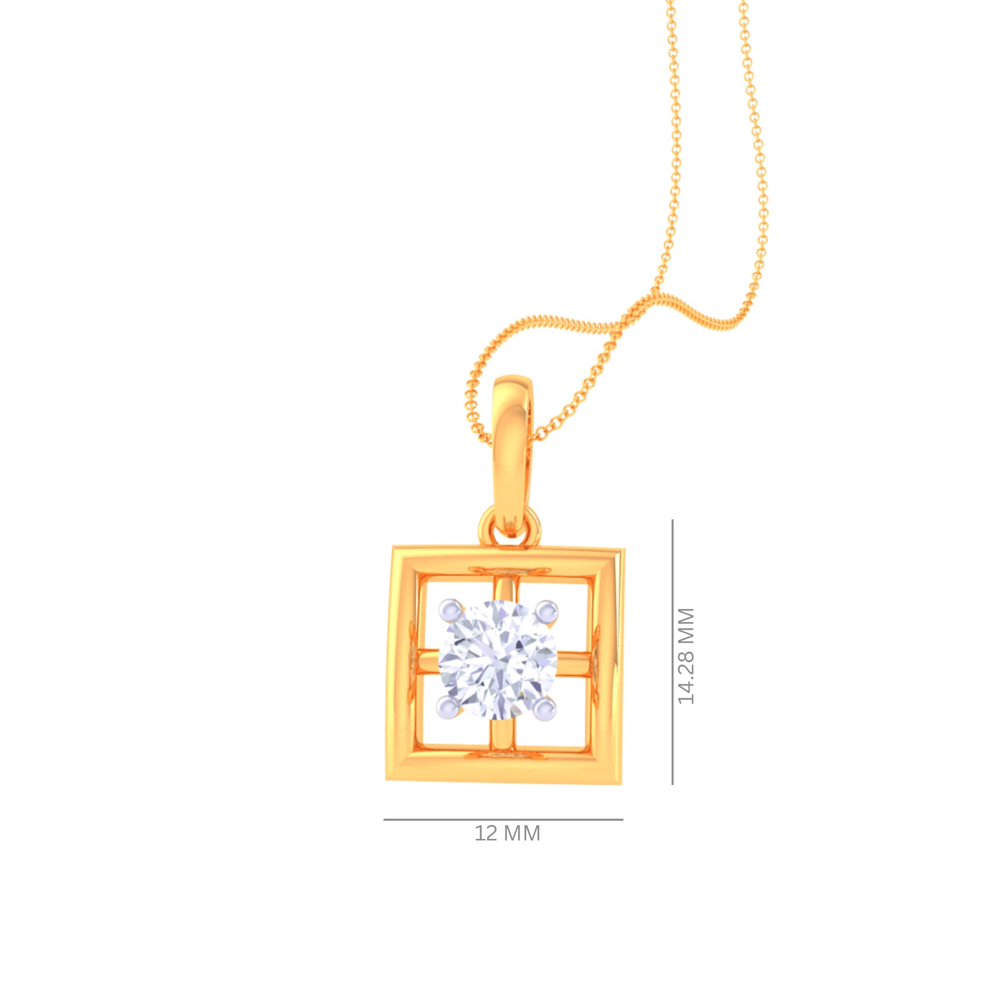 925 Silver Square Design Women's Chain & Pendant