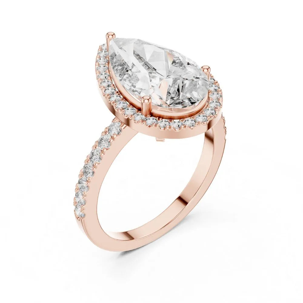 Orynio ORYNIO Eterna Pear Halo Engagement Ring in 925 Sterling Silver 92.5 silver jewellery