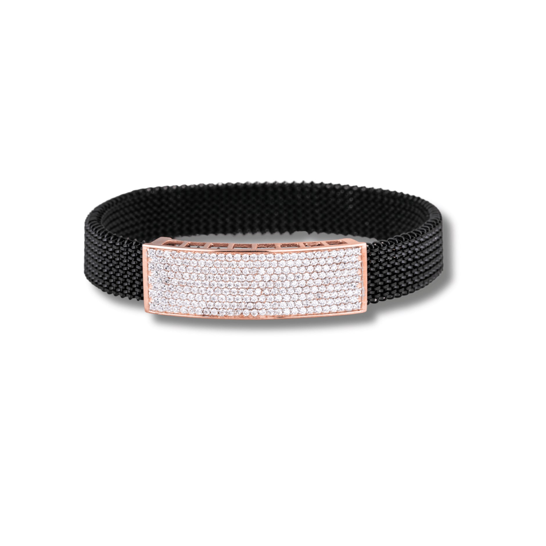 925 Silver Full Diamond Design Rose Gold Plating Spring Bracelet – Luxury Jewelry for Men