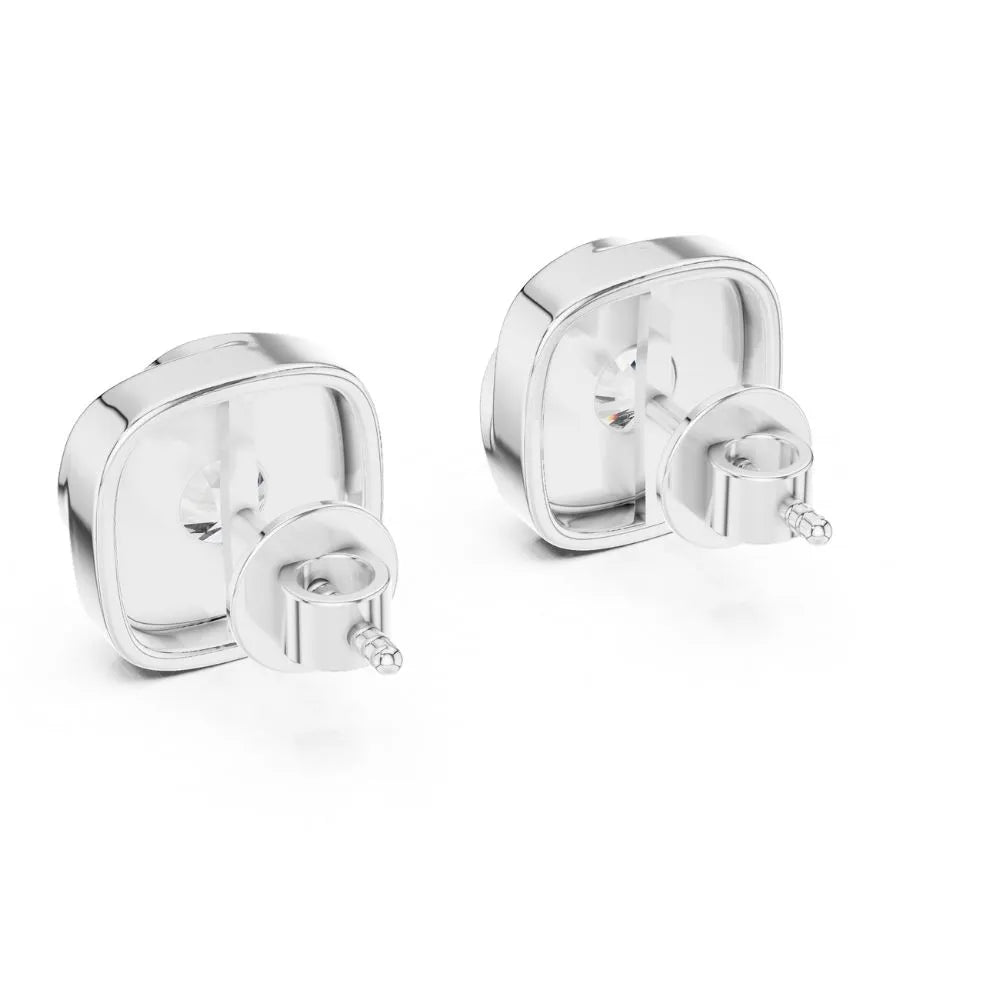 ORYNIO Cushion Swirl Solitaire Stud Earrings in 925 Sterling Silver