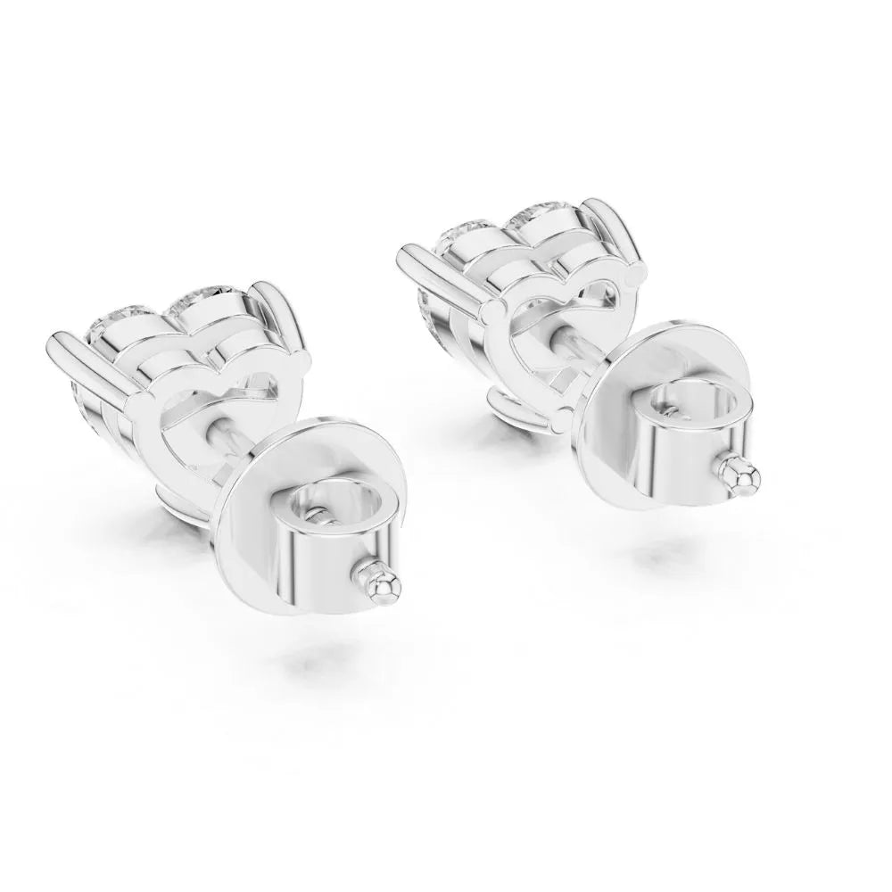 ORYNIO Heart Cut Solitaire Stud Earrings in 925 Sterling Silver