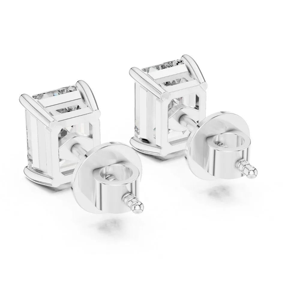 ORYNIO Emerald Cut Solitaire Stud Earrings in 925 Sterling Silver