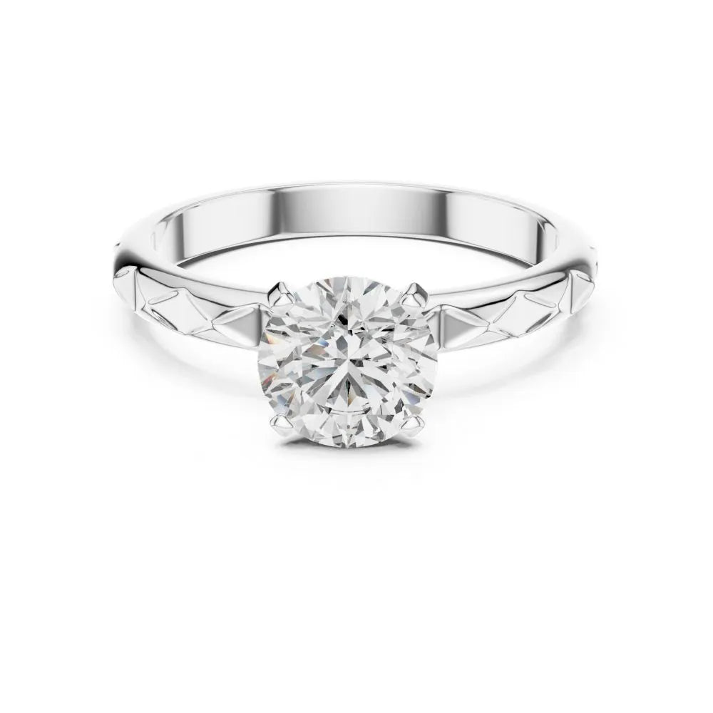 Textured Solitaire Ring in 925 Sterling Silver | ORYNIO