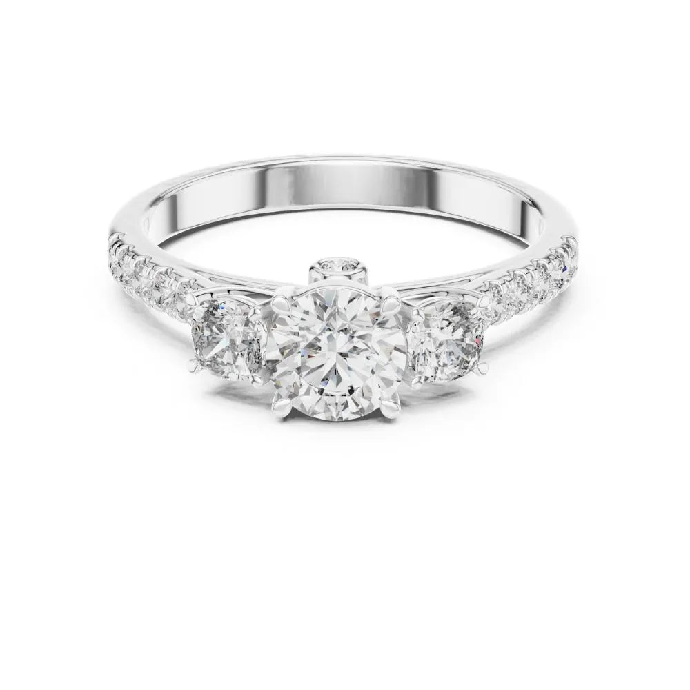 Orynio ORYNIO Radiance Three Stone Pavé Ring in 925 Sterling Silver 92.5 silver jewellery