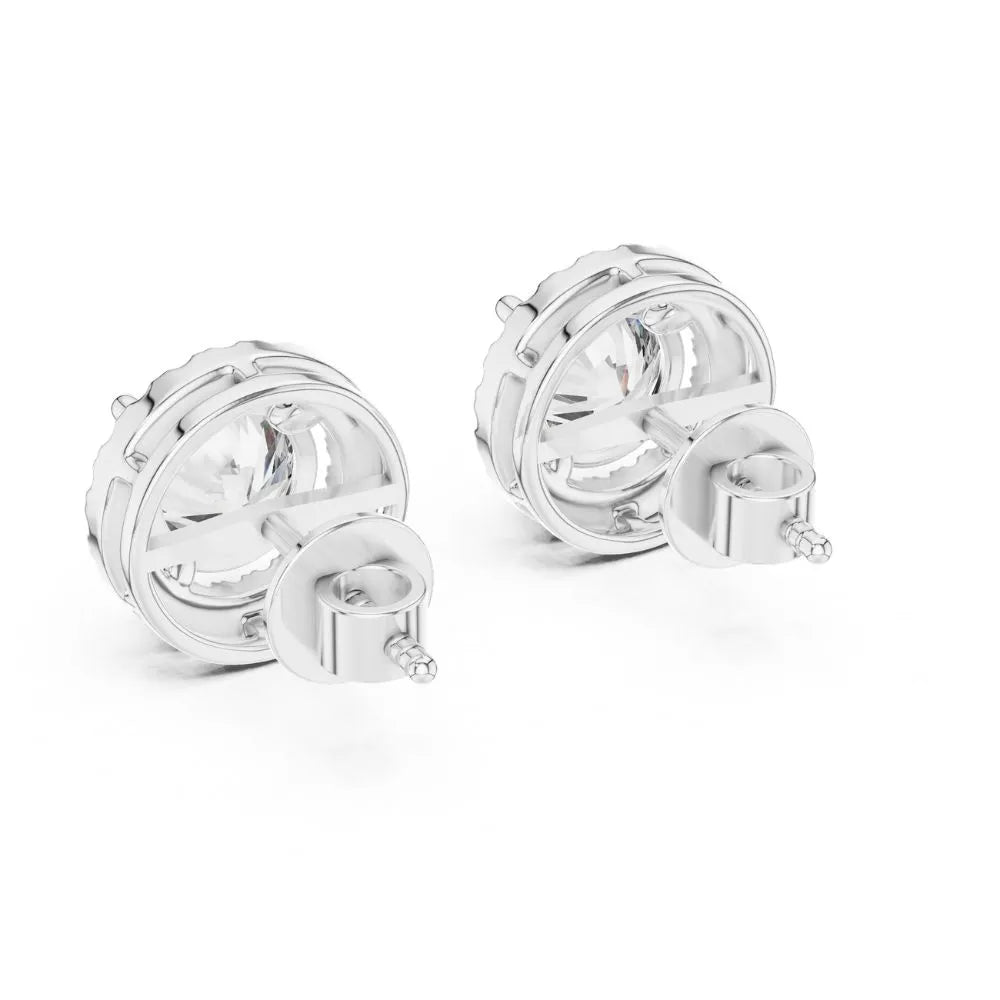 ORYNIO Single Halo Round Solitaire Stud Earrings in 925 Sterling Silver