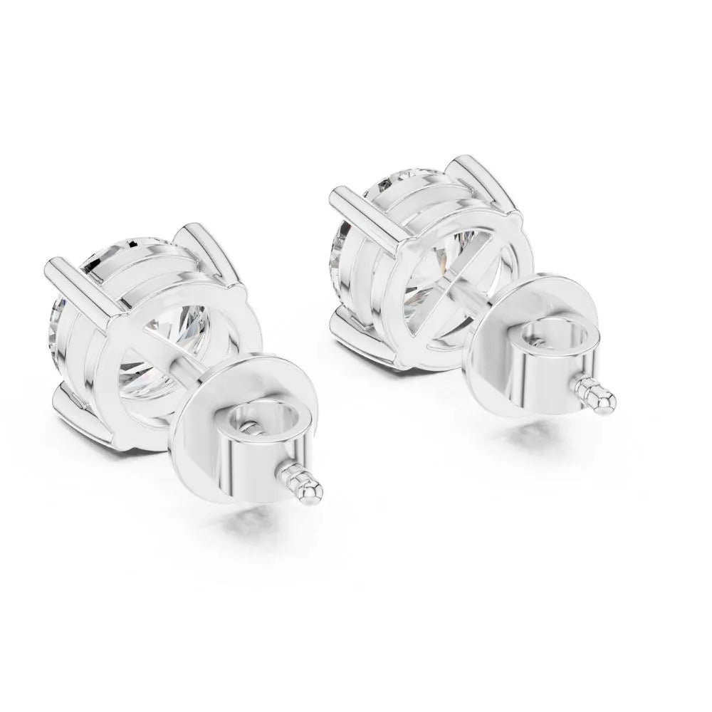 ORYNIO Classic Round Four-Prong Solitaire Stud Earrings in 925 Sterling Silver