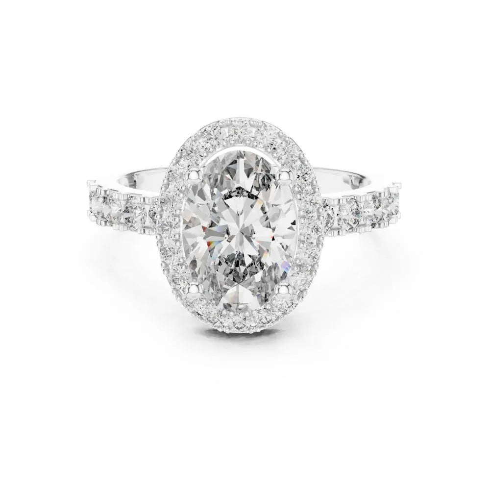 Orynio ORYNIO Aurelle Oval Halo Sterling Silver Engagement Ring 92.5 silver jewellery