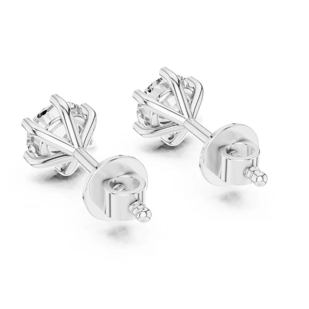 ORYNIO Crown Six-Prong Solitaire Stud Earrings in 925 Sterling Silver
