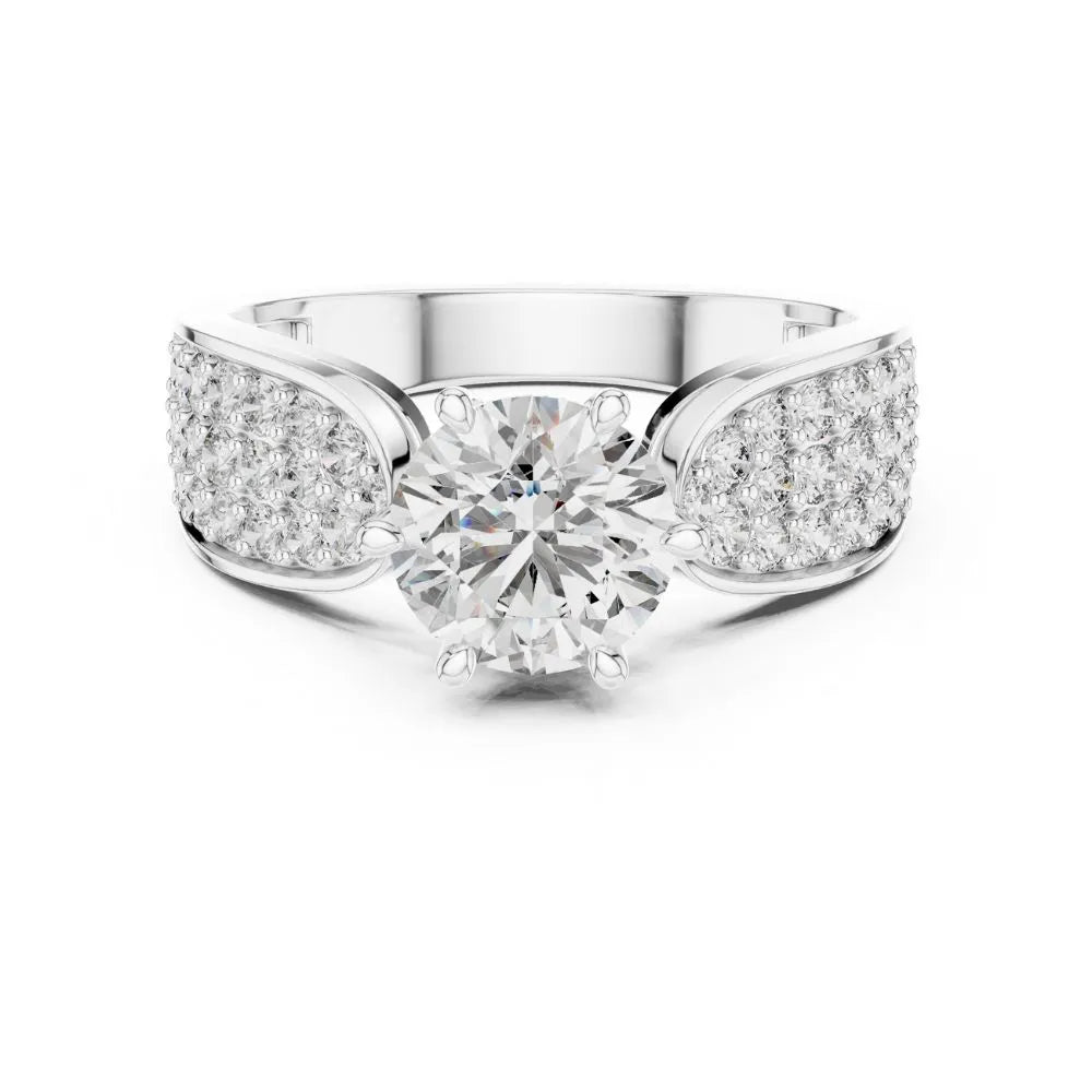 Orynio ORYNIO Regal Brilliance Solitaire Pave Sterling Silver Ring 92.5 silver jewellery
