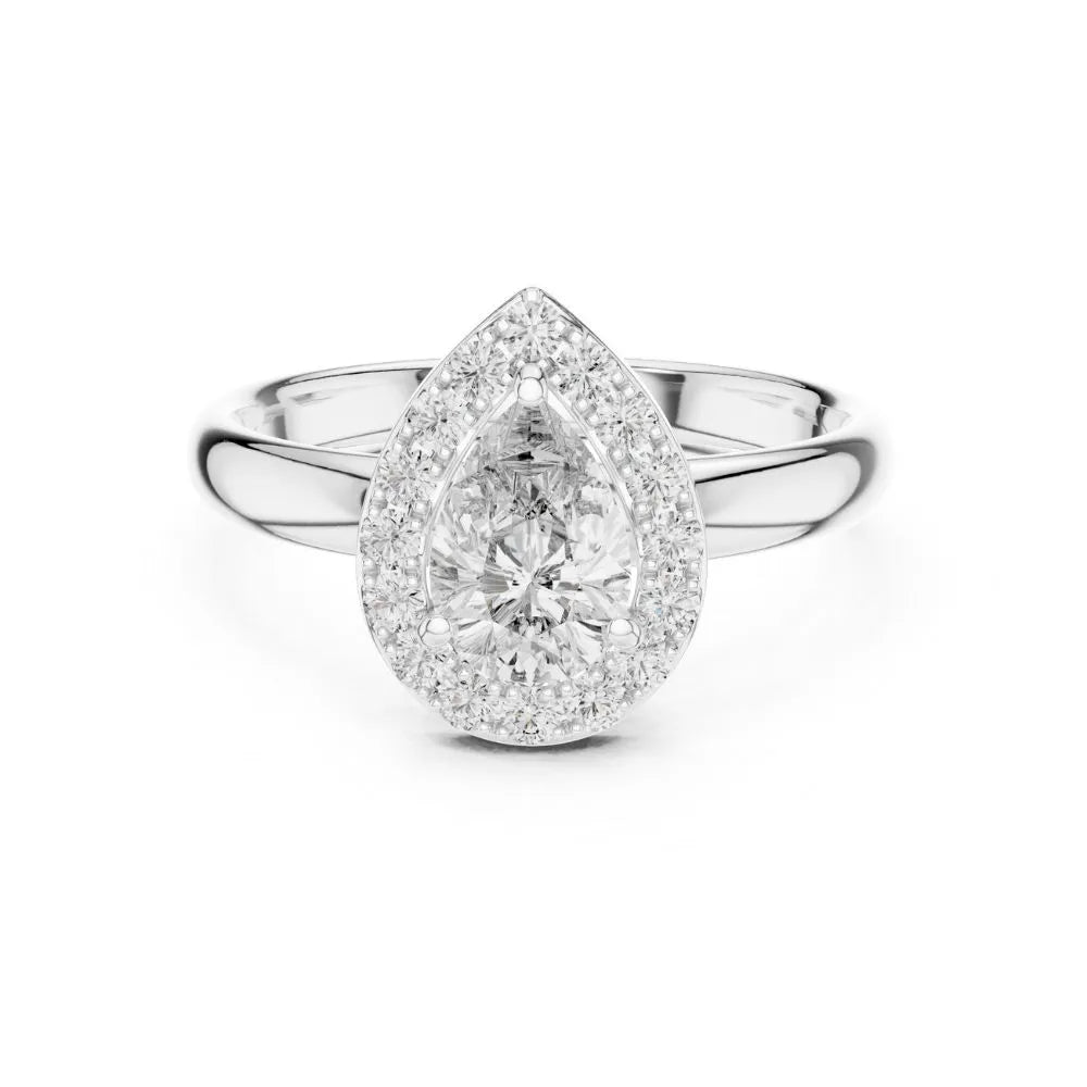 Orynio ORYNIO Lumina Halo Pear Sterling Silver Engagement Ring 92.5 silver jewellery