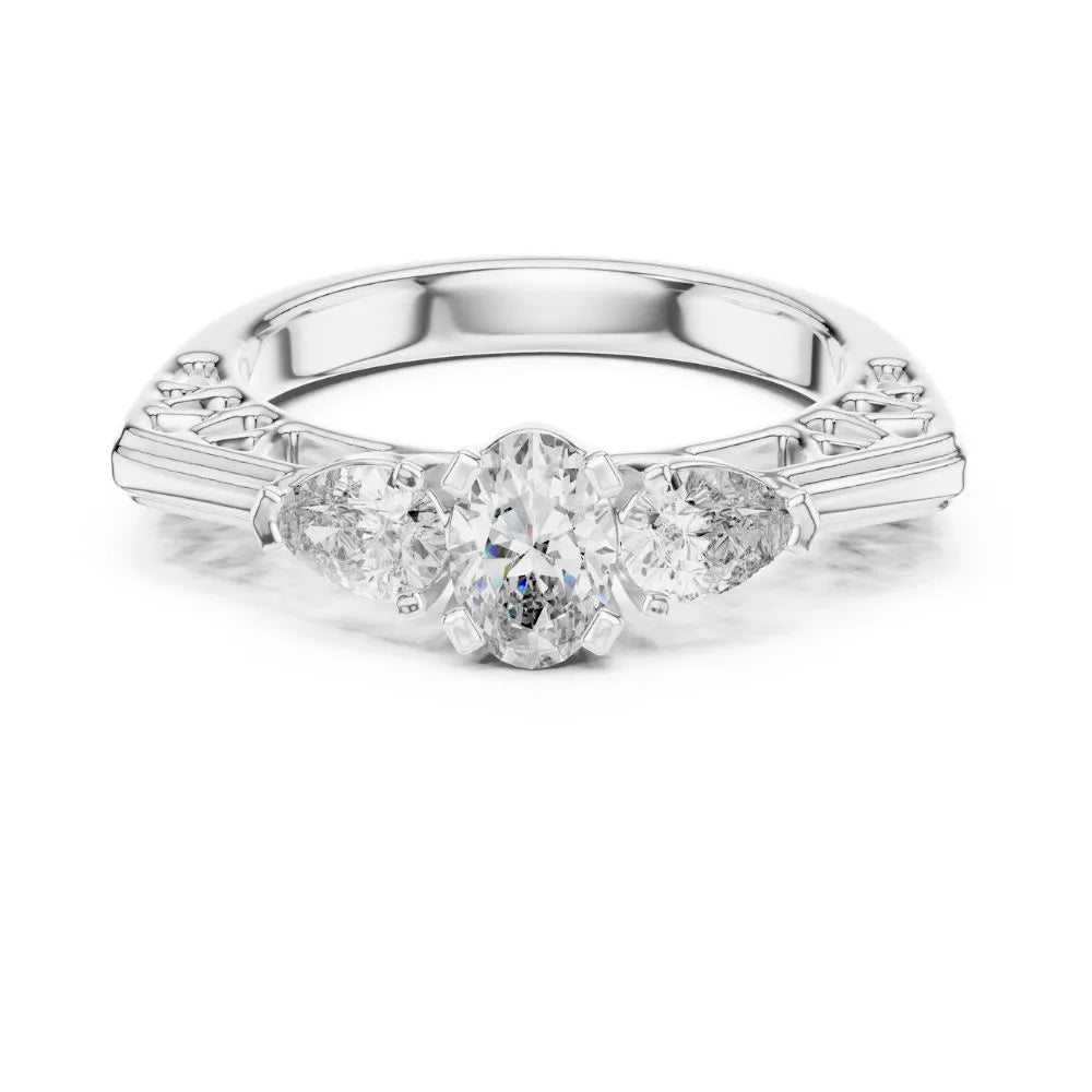 Orynio ORYNIO Elara Vintage Three Stone Ring in 925 Sterling Silver 92.5 silver jewellery