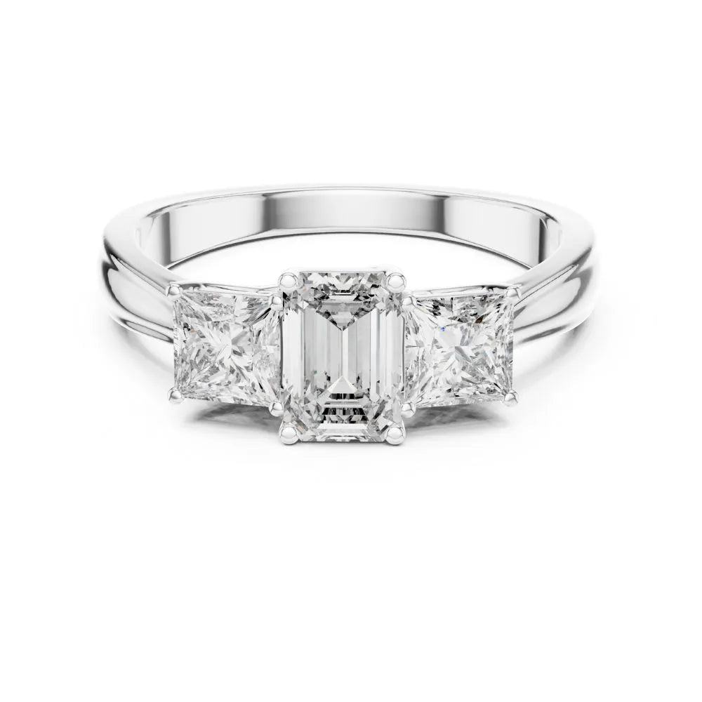 Orynio ORYNIO Imperial Emerald Three Stone Ring in 925 Sterling Silver 92.5 silver jewellery