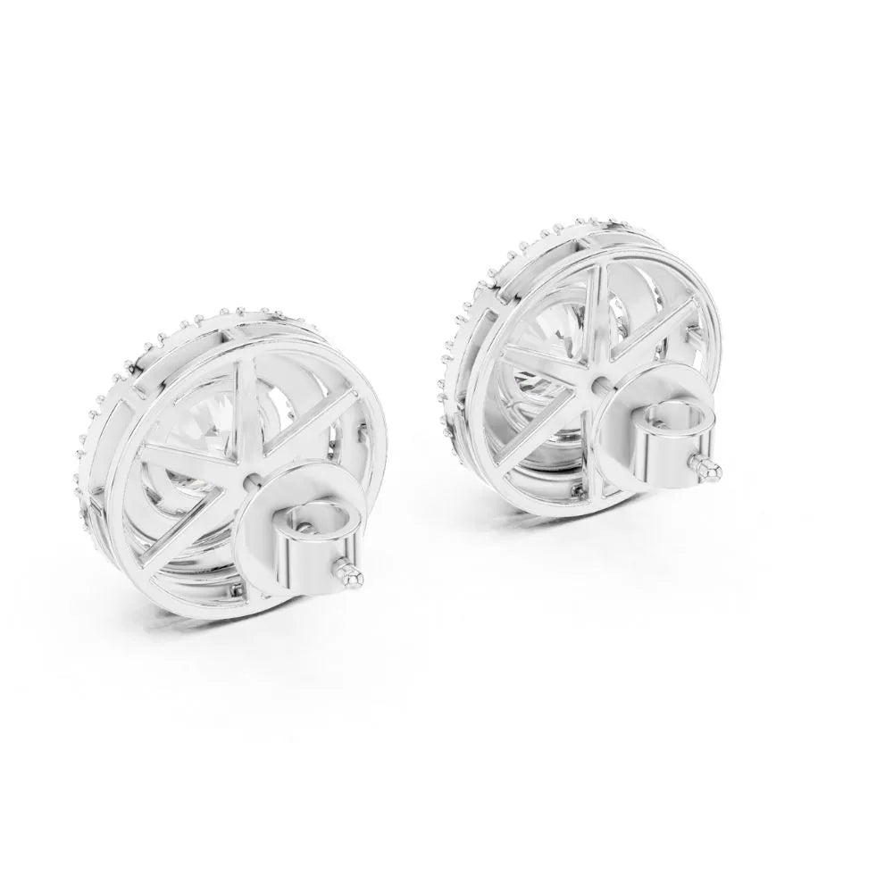 ORYNIO Double Halo Round Solitaire Stud Earrings in 925 Sterling Silver