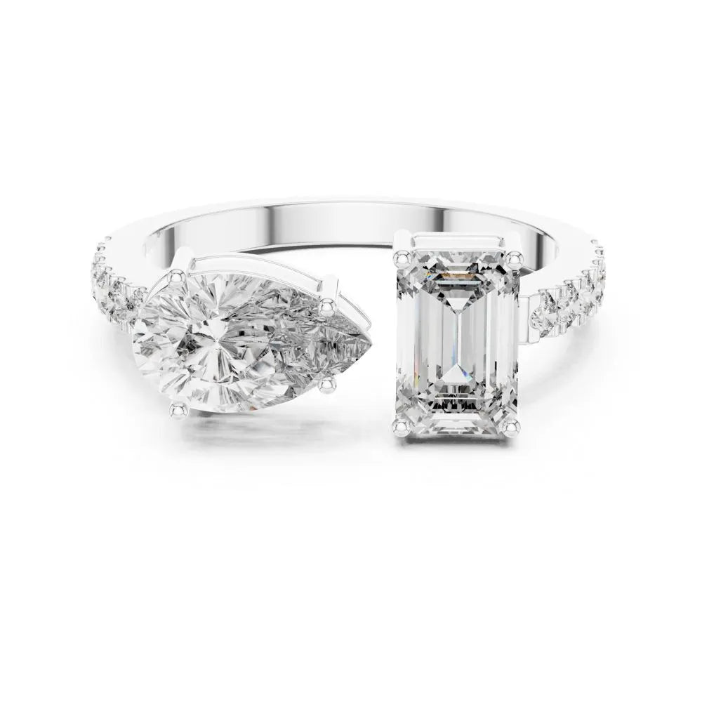 Orynio ORYNIO Avant Toi Open Bypass Diamond Ring in 925 Sterling Silver 92.5 silver jewellery