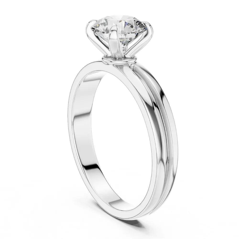Elegant Grooved Solitaire Ring in 925 Sterling Silver | ORYNIO