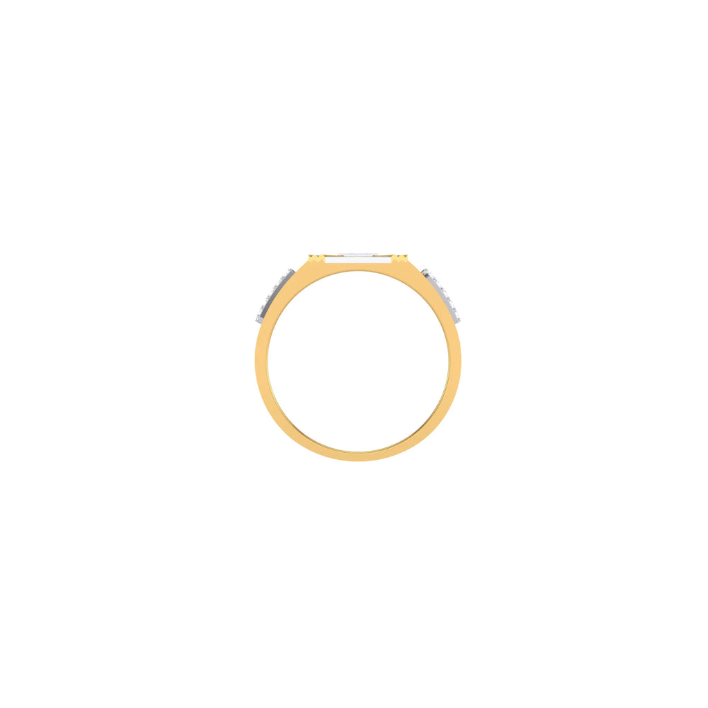 Gold ring with small stones on a white background